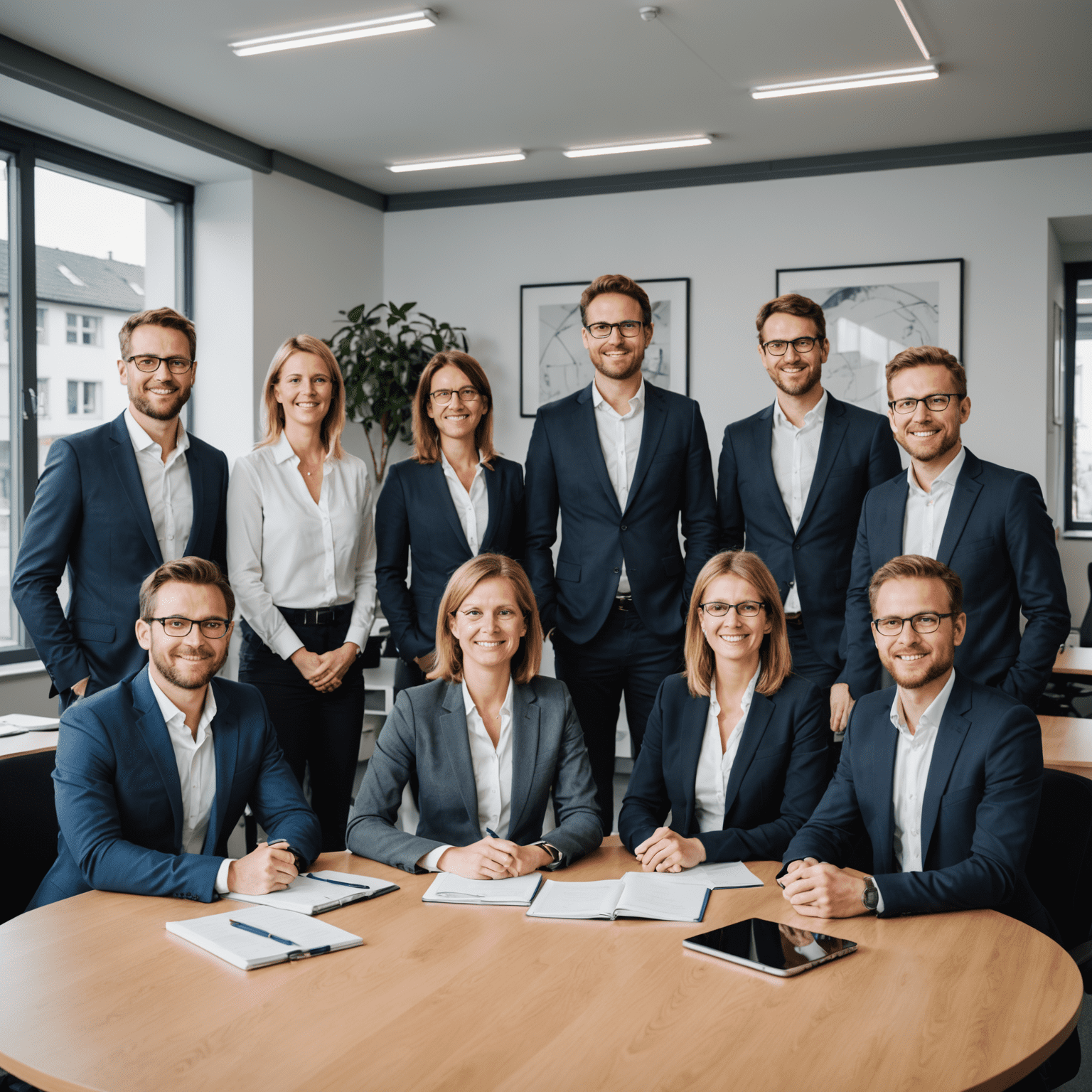 Ein Teamfoto des zevehai-Teams in ihrem modernen Büro in Deutschland, das die Vielfalt und Professionalität des Teams zeigt